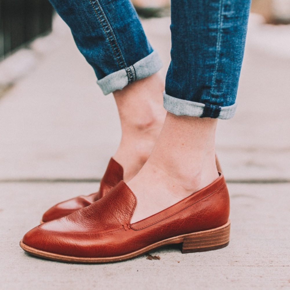 Madewell Frances Loafers Brown Leather Pointed Toe Size 8.5